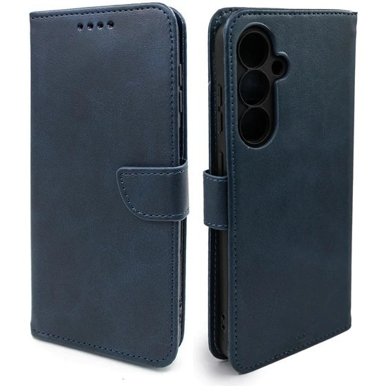 کیف کلاسوری چرمی سامسونگ Galaxy S24 FE مگنتی محافظ لنزدار