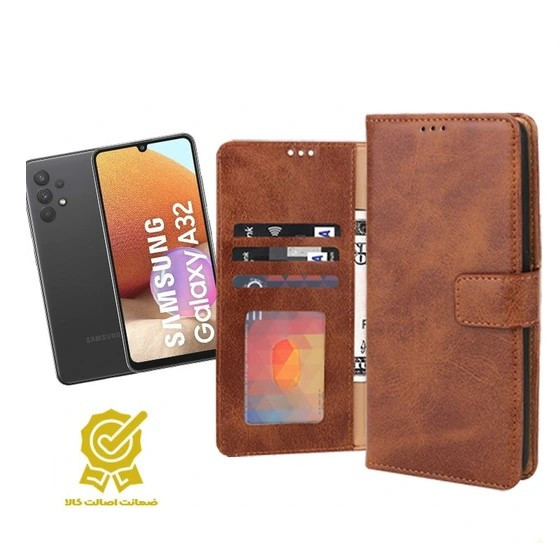 کیف گوشی سامسونگ A32 4G مدل کلاسوری چرمی جاکارتی دار